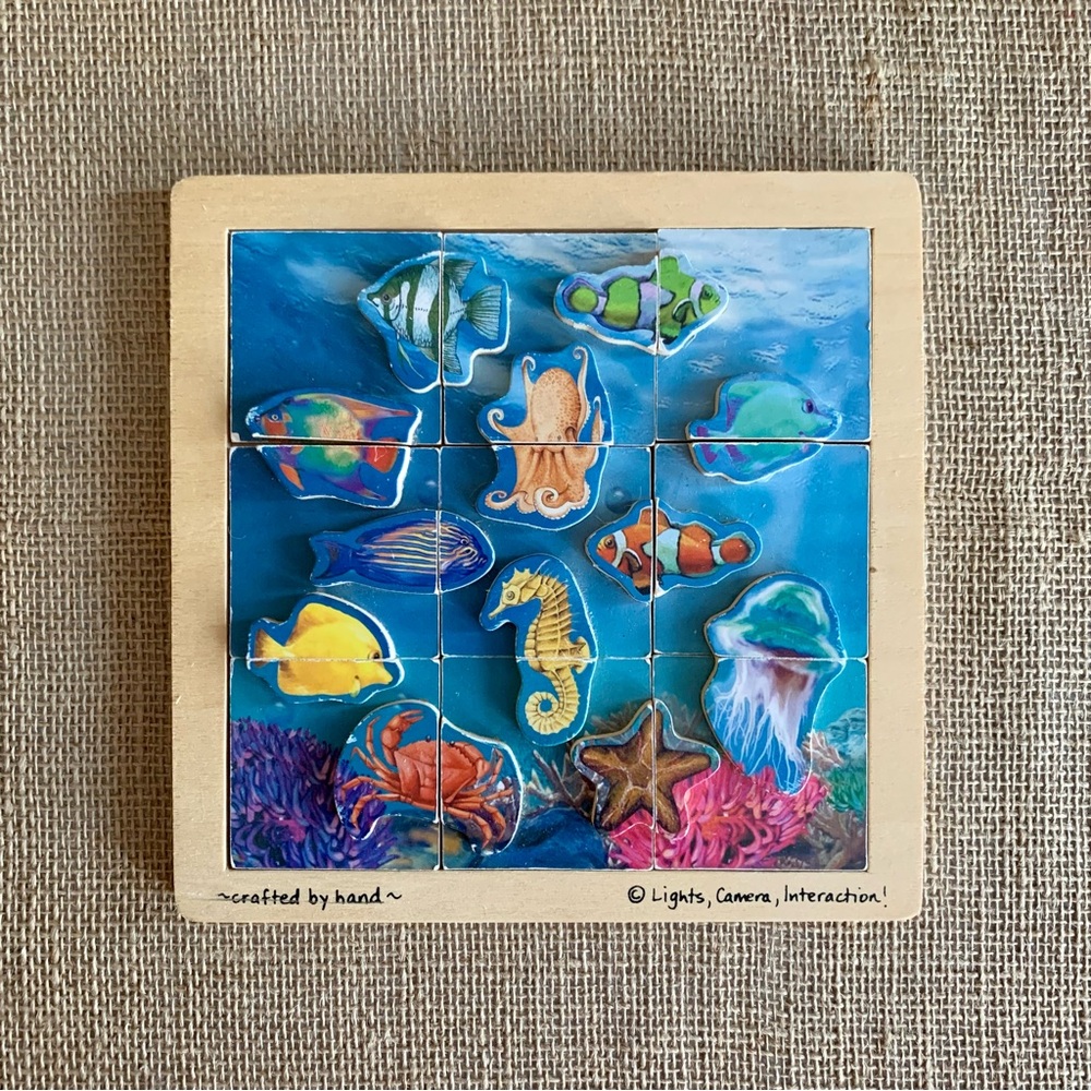 MELISSA & DOUG Wood Sea Life Scramble Puzzle 9 Pieces Handcrafted